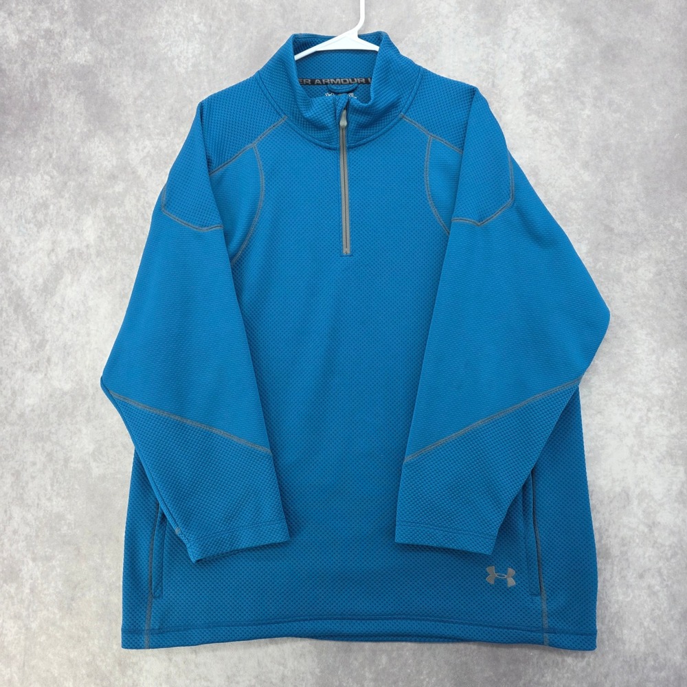 Under Armour AllSeasonGear Mens 2XL Blue Waffle Knit Quarter Zip Pullover Jacket